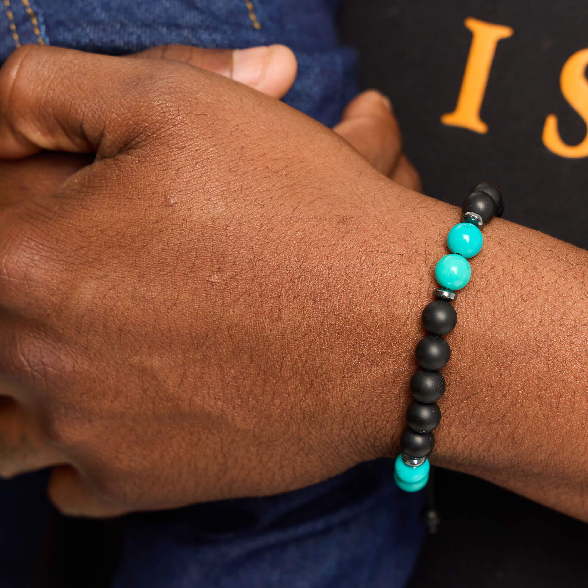 5 & 2 Teal/Black Unisex Bracelet - Image 3